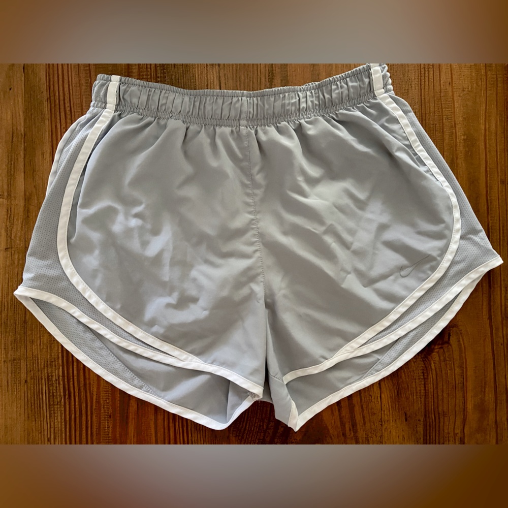 Size medium, light grey, Nike tempo shorts. Lightly worn, great condition